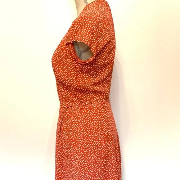 Reformation Orange Oyster Mini Wrap Floral Dress Size Small